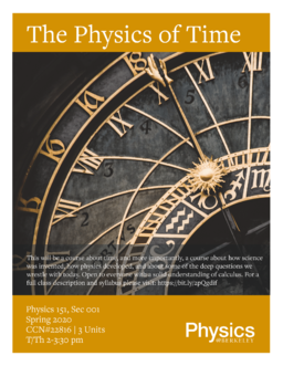 Course flier for the Physics of Time, Fall 2019.
